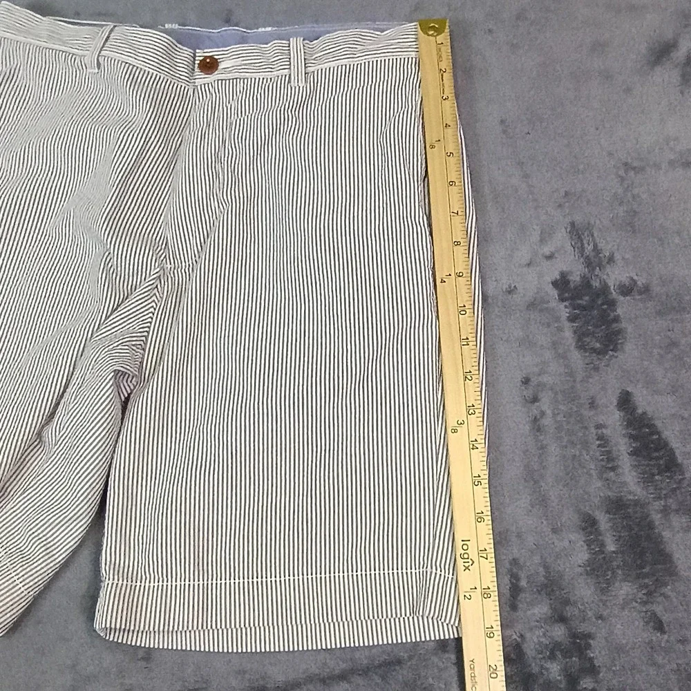 J.Crew Mens Seersucker Shorts 31 Blue White Striped Regular Fit Cotton